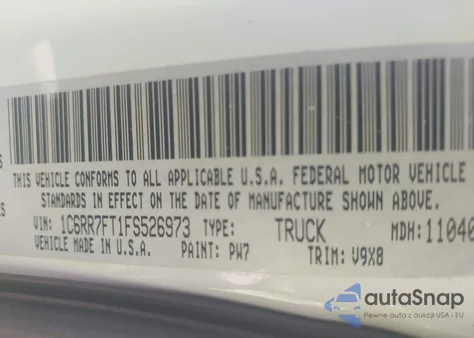 2015 Ram 1500 Express из США, поврежденный, VIN 1C6RR7FT1FS526973